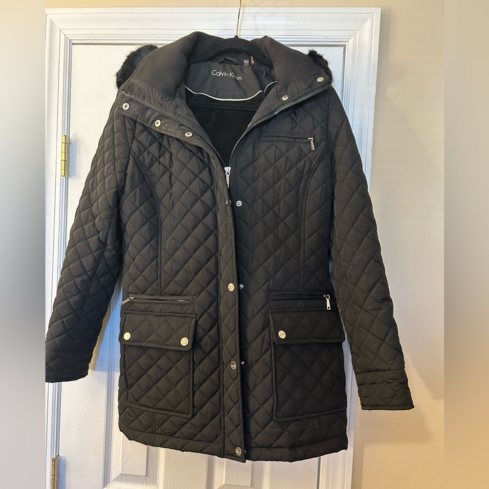 Calvin Klein Hooded Jacket Size Large Black